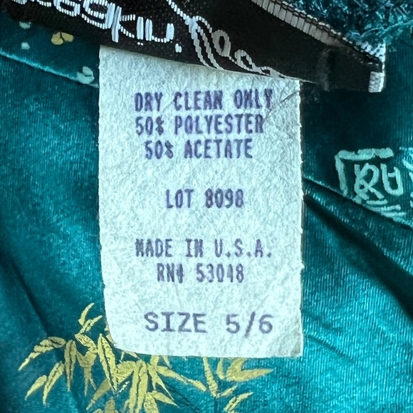 Green Satin Bamboo Floral Print Cheongsam Qipao by Breakin’ Loose - Picture 6 of 6